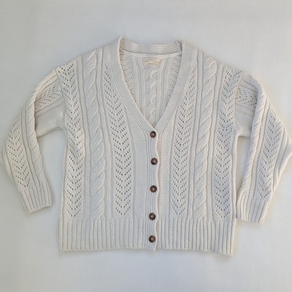 Anthropologie Cream Cable Cardigan Size Small - Picture 5 of 10